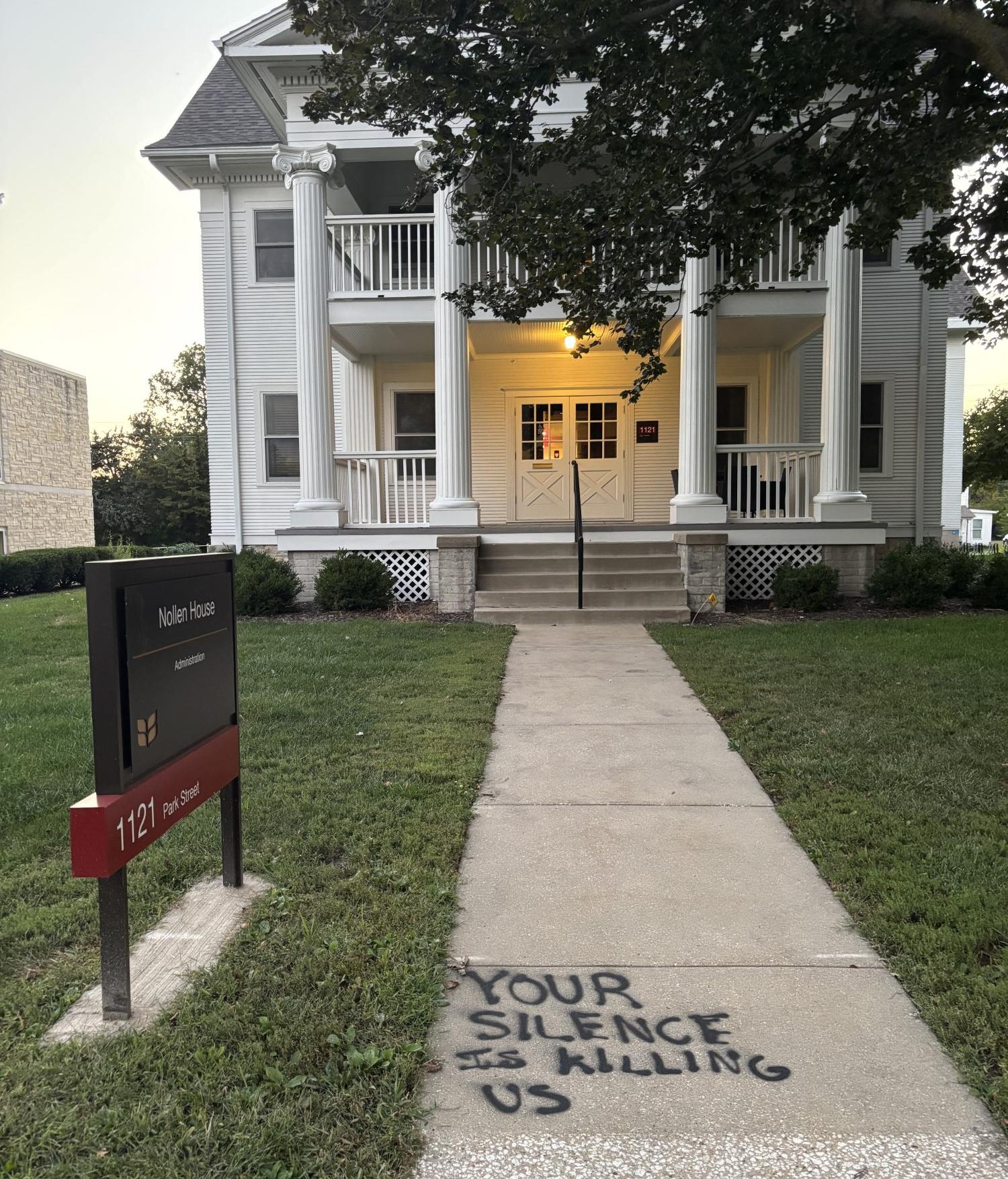 Political graffiti found on Grinnell College campus, writer unknown