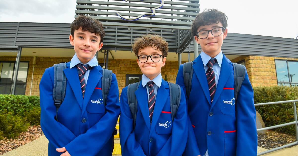 From prep to year 7: Bendigo triplets mark milestone as school returns
