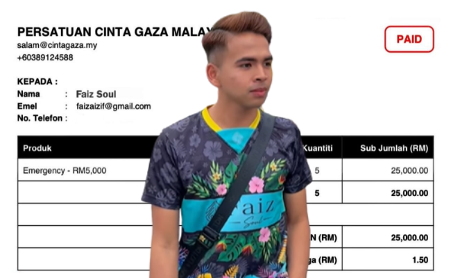 Faiz Aizif Sumbang RM25,000 Kepada Tabung Gaza – ‘Tidak Kutip Duit Sesiapa, Hasil Berniaga’