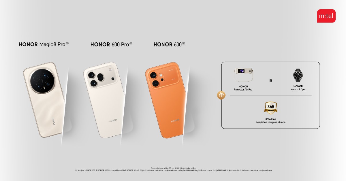 HONOR telefoni s poklonima u m:tel ponudi