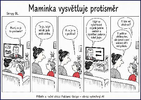 Maminka vysvětluje protisměr