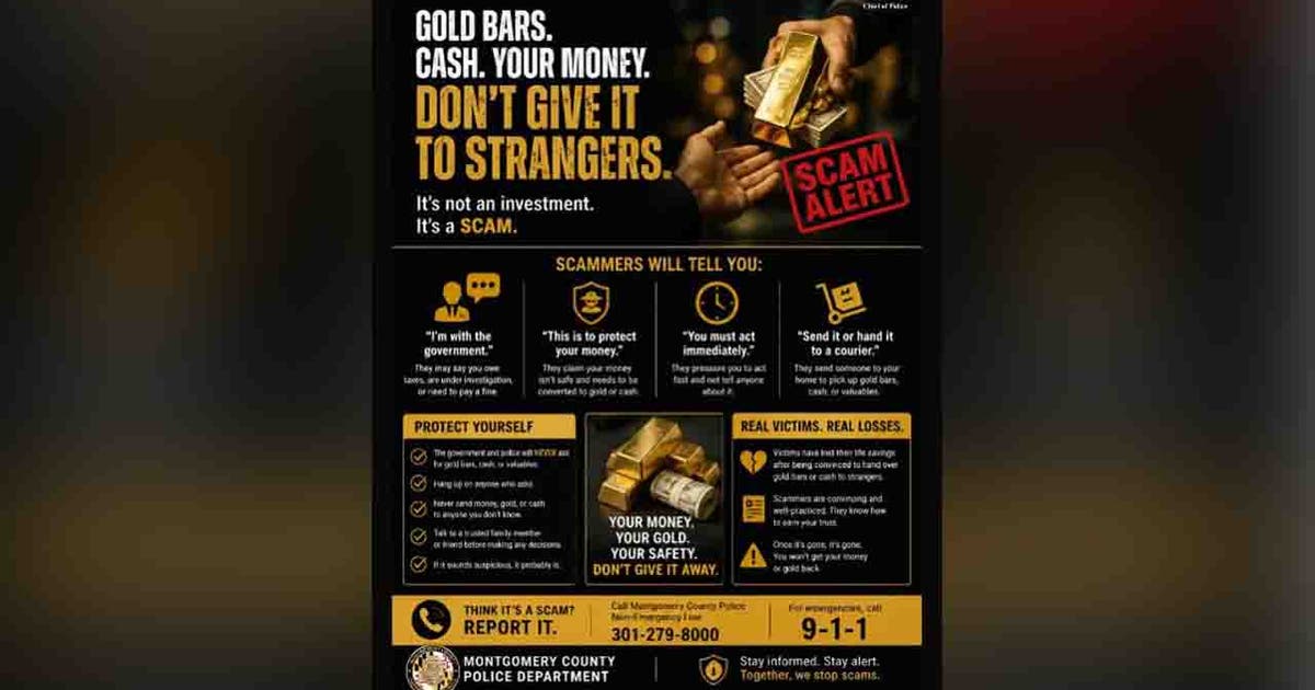 Montgomery County police warn about gold bar scams