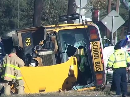 San Antonio School Bus Overturns With Dozens of Kids On Board