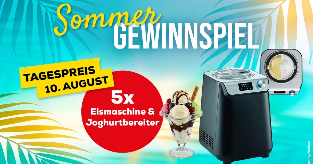 Sommergewinnspiel 2026 - Wir verlosen 5 x 1 Eismaschine & Joghurtbereiter!