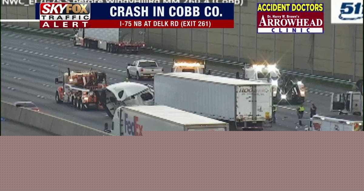 Multi-vehicle crashes snarl I-75 in Cobb County Tuesday morning