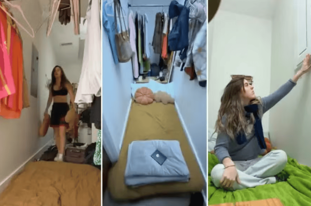 Com dificuldades financeiras, mulher se muda para o closet de amigo