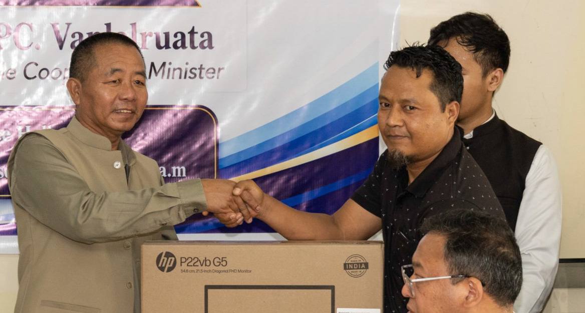 Mizoram Minister distributes computers to 50 PACS