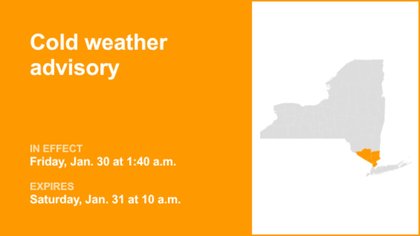 NY weather: Cold weather advisory active for part of New York until Saturday morning – below zero wind chills