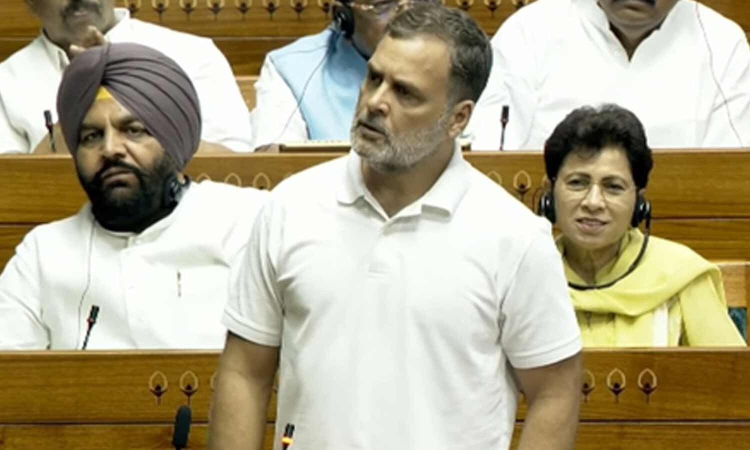 Uproar over Rahul Gandhi's remarks in Lok Sabha; Rijiju says LoP using 'unparliamentary' words