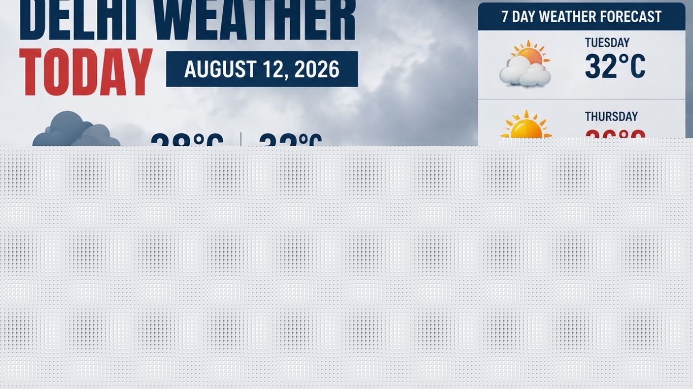 Delhi Weather Today: Cloudy Skies, Light Rain Possibility; Temperature Likely Around 32°C