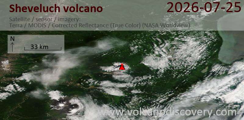 Sheveluch Volcano Volcanic Ash Advisory: VA CONTINUOUSLY OBS IN SATELLITE IMAGERY OBS VA DTG: 25/0220Z to 35000 ft (10700 m)