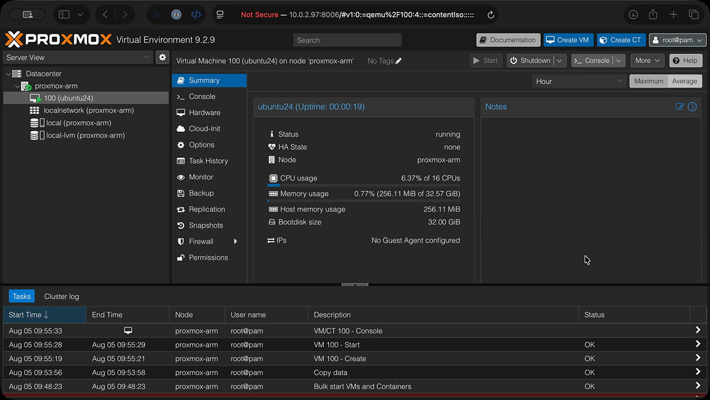 Proxmox officially supports Arm, with some caveats