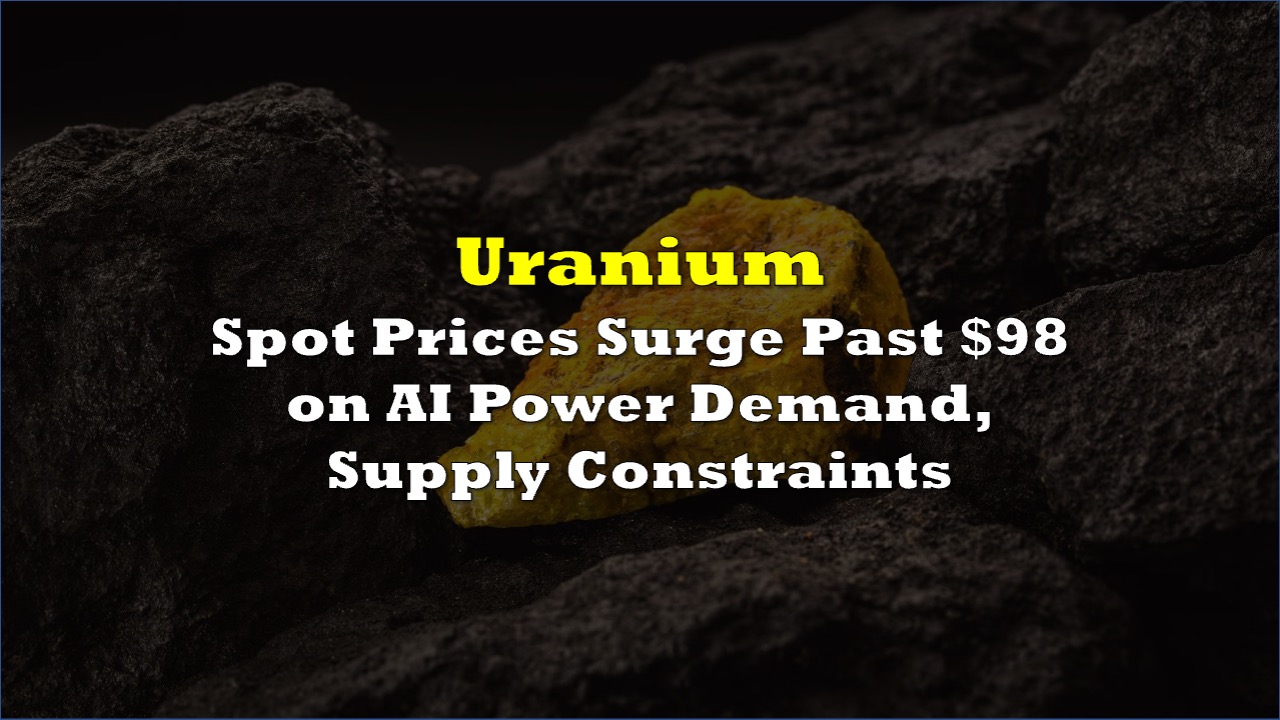 Uranium Spot Prices Surge Past $98 on AI Power Demand, Supply Constraints