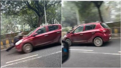 Caught on cam: Traffic police dragged for 500 metres on car's bonnet in Greater Noida; driver booked