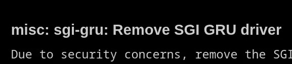 Old SGI Drivers Being Removed In Linux 7.3 Over Security Concerns