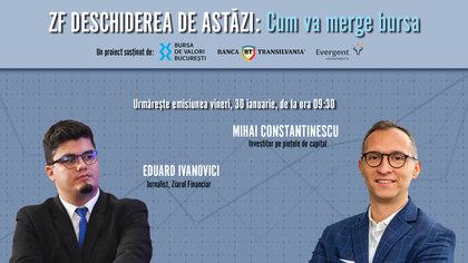 „Într-o lume plină de incertitudini, investitorii caută pieţe mai simple, cu businessuri uşor de înţeles, iar România este una dintre ele”, spune Mihai Constantinescu, investitor pe piaţa de capital, la emisiunea ZF Deschiderea de Astăzi