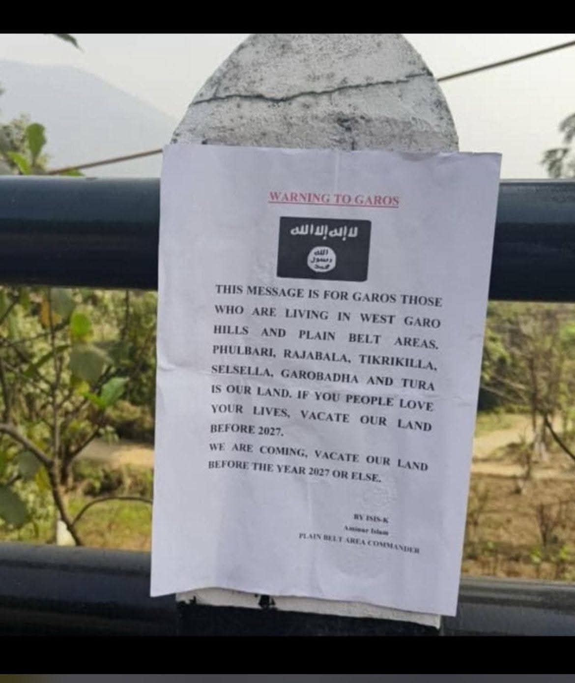 Meghalaya Police Investigate ISIS-Linked Poster Demanding Land Eviction In West Garo Hills