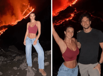 Diletta Leotta, la foto davanti all'Etna in eruzione scatena la polemica: "Cattivo esempio"