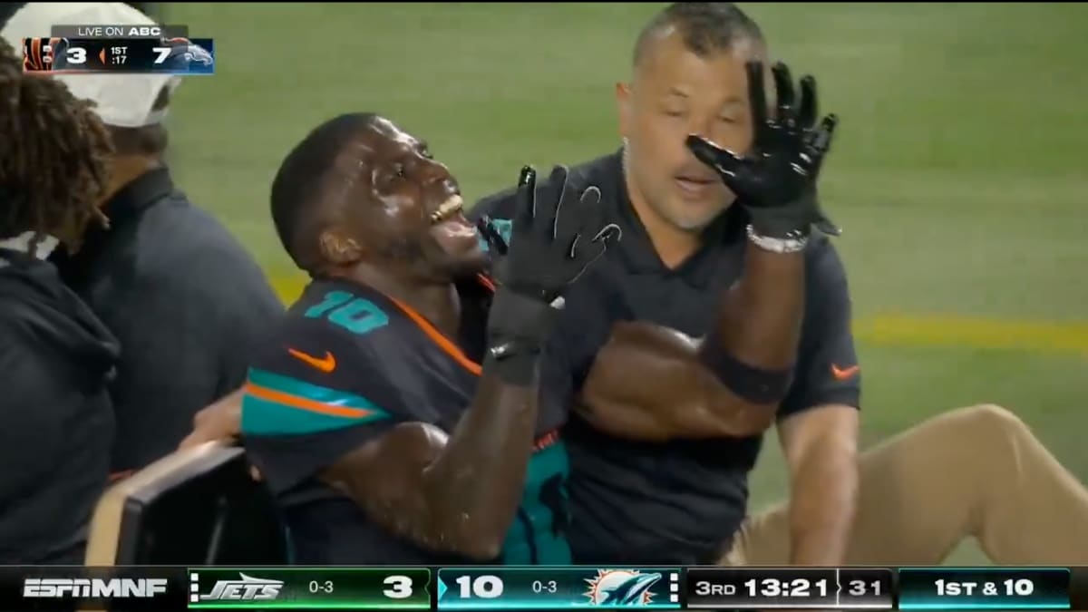 Tyreek Hill was thrilled to be carted off the field after brutal knee injury