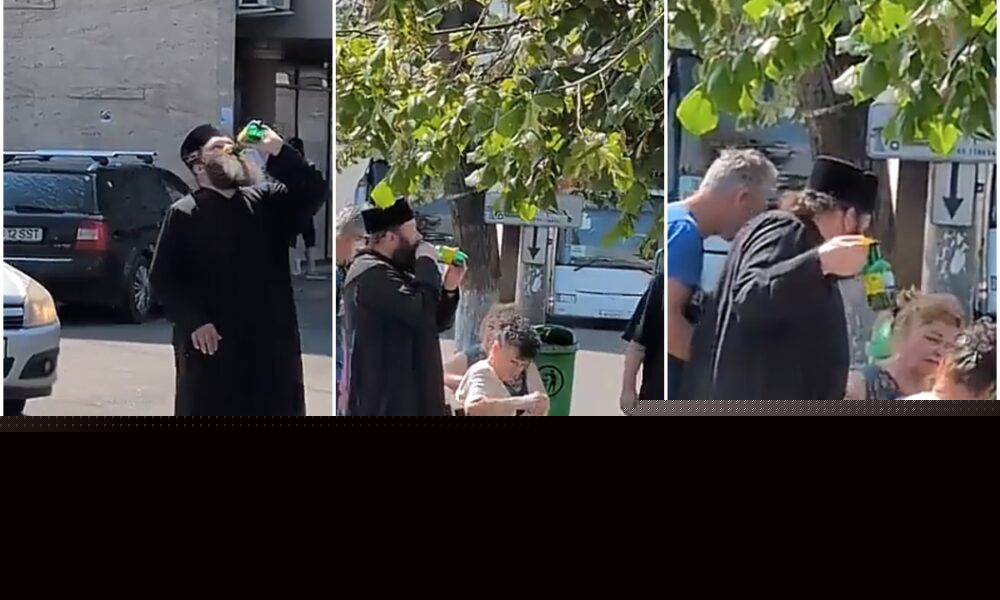 Imagini virale cu o față bisericească ce se dedă la plăceri lumești. În autogara Deva, un călugăr combate canicula cu o bere rece băută direct din butelcă și mângâie tandru pe umerii dezgoliți femeile care stau pe bănci în așteptarea microbuzelor
