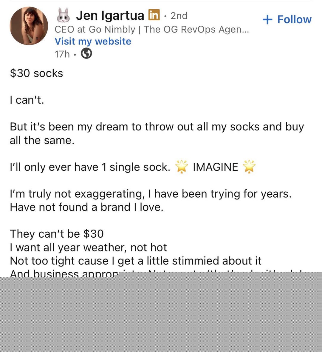 /r/LinkedInLunatics / LinkedIn Lunatics - $30 socks