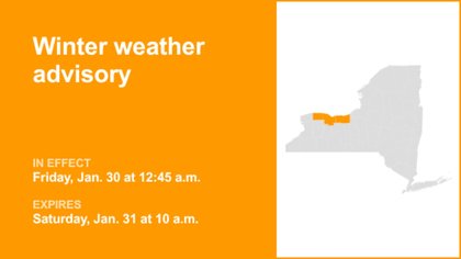 Update: Winter weather advisory issued for Finger Lakes until Saturday morning
