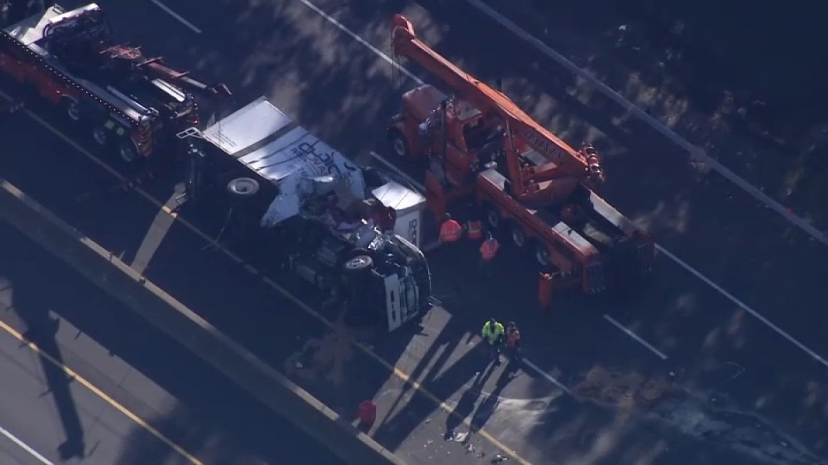 Overturned tractor-trailer causes lane closures, traffic issues on NJ Turnpike