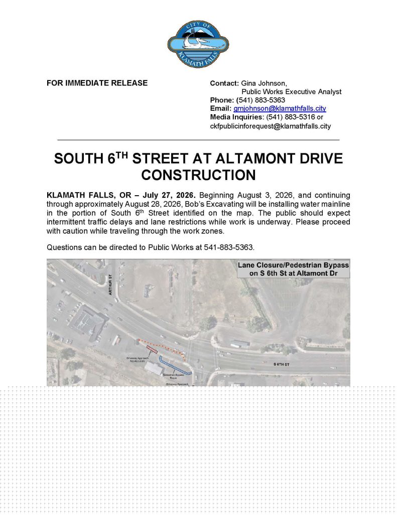 South 6th Street at Altamont Drive Construction