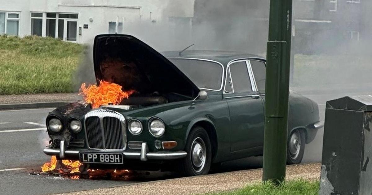 Firefighters called after classic car catches fire