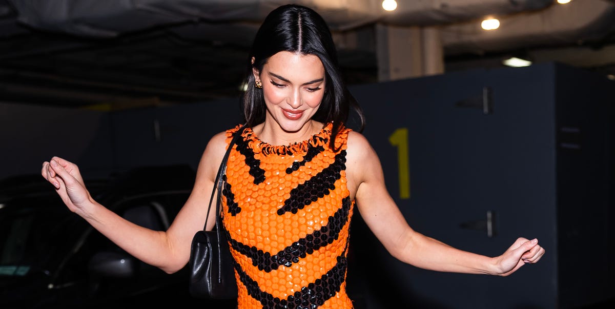 Kendall Jenner Embraces the Tiger-Print Trend With a Pixelated Chanel Dress