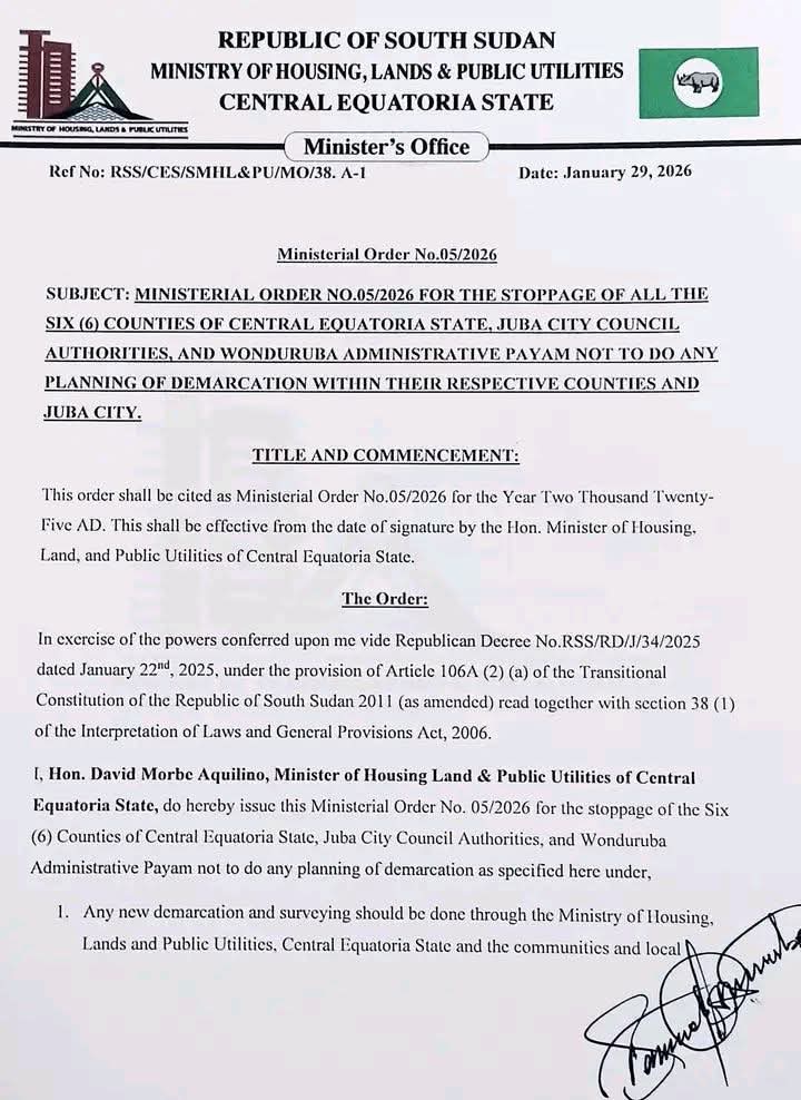 C. Equatoria bans all land demarcation, planning without state approval
