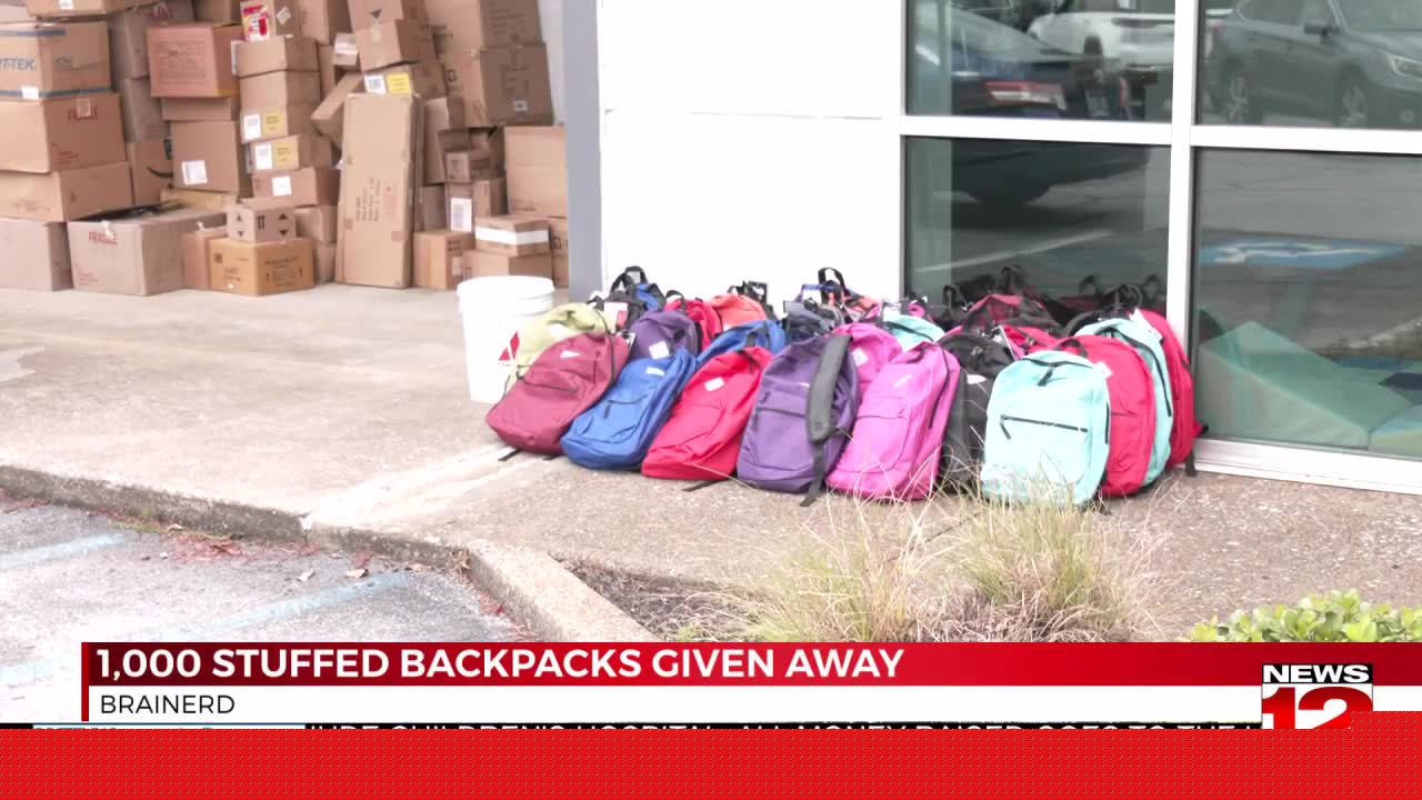 One thousand stuffed backpacks given away in Brainerd