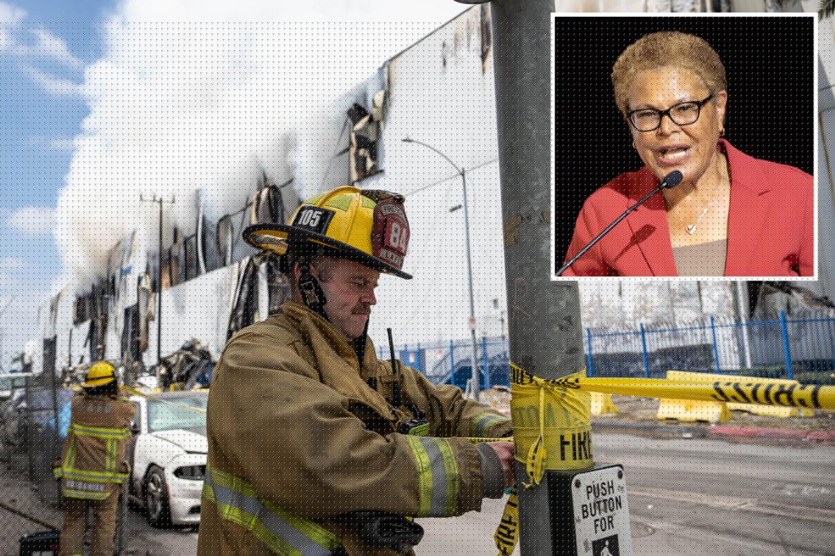 Plans quietly laid to rebuild burned LA warehouse after Mayor Karen Bass vowed company would never return