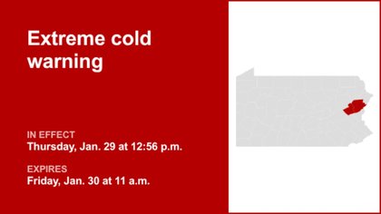 Carbon and Monroe counties placed under an extreme cold warning until Friday midday – dangerously cold wind chills