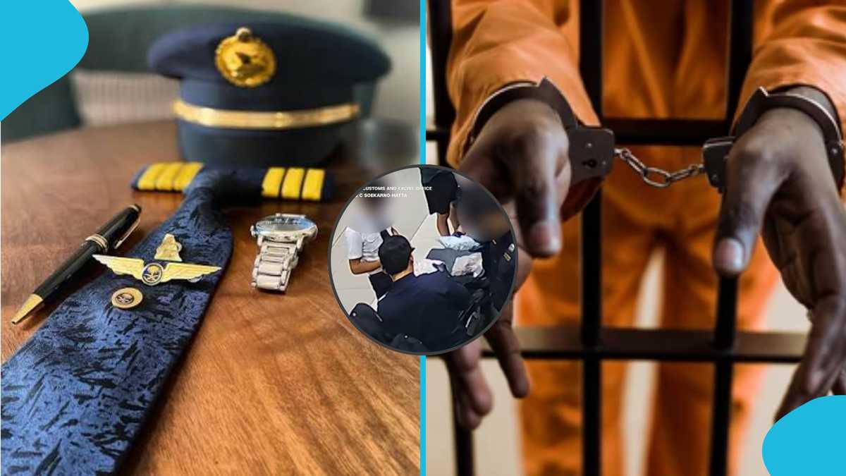 Dramatic airport footage shows moment pilot is arrested over alleged substance smuggling