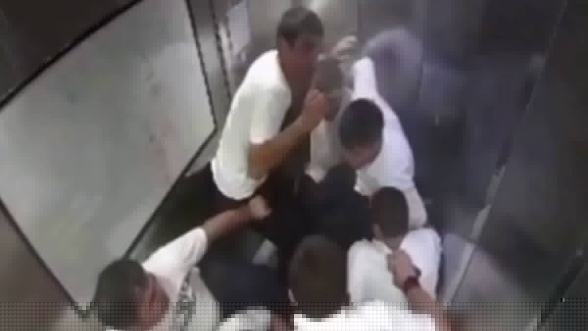 Packed elevator plunges 50ft, with four men suffering broken legs