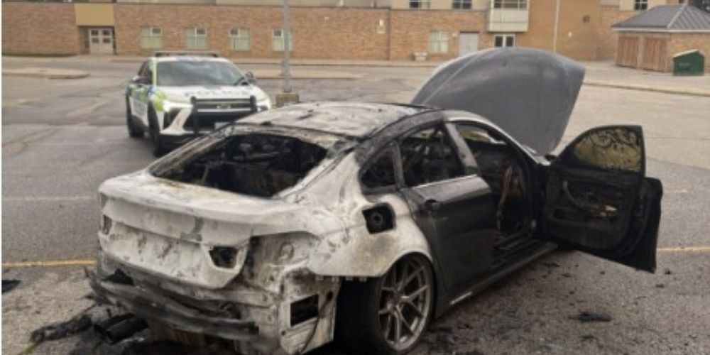 Stolen BMW found torched in Barrie school parking lot