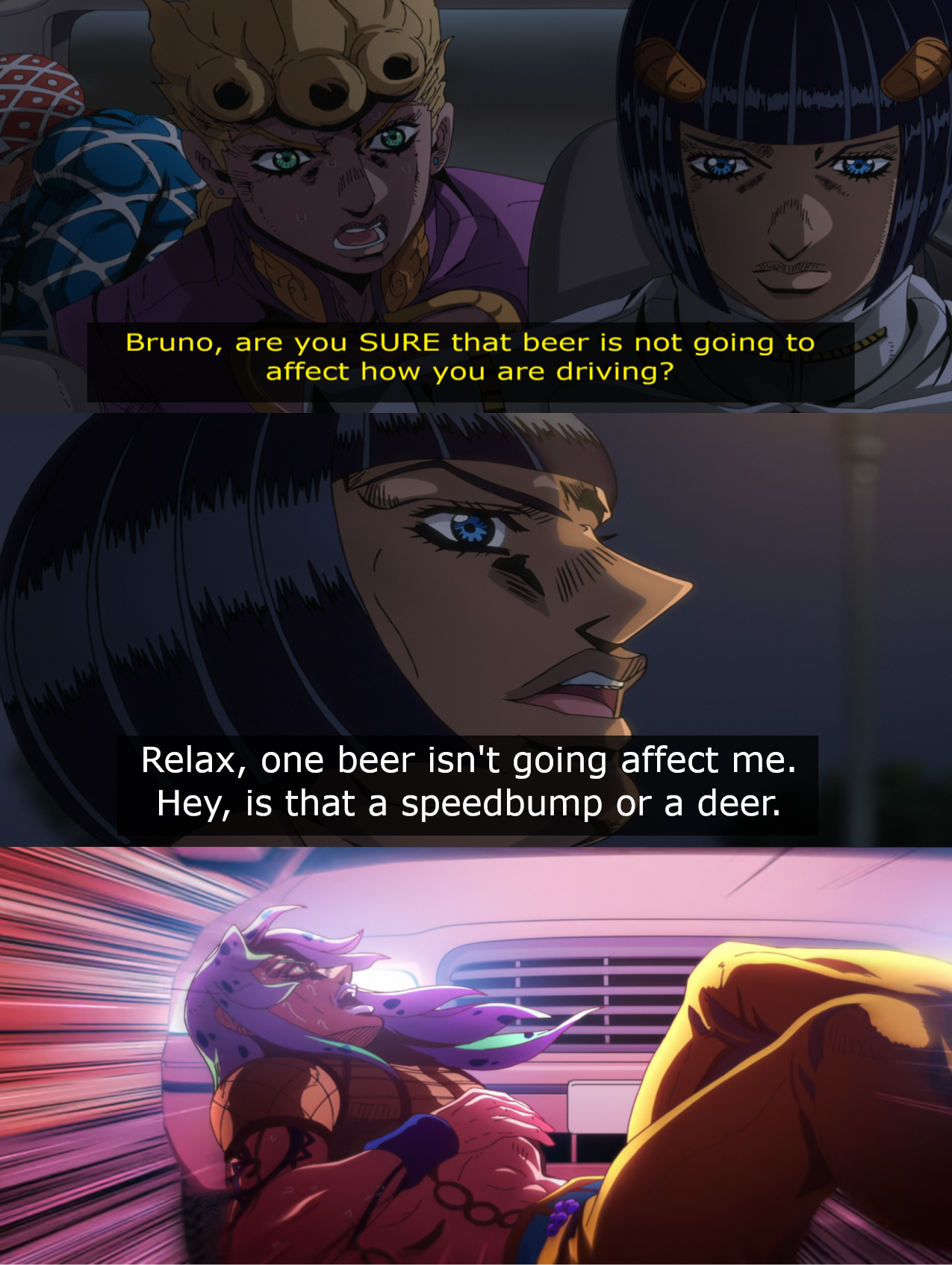 JoJo's Bizarre Adventure - It RAN Right In Front Of My Car | /r/ShitPostCrusaders/