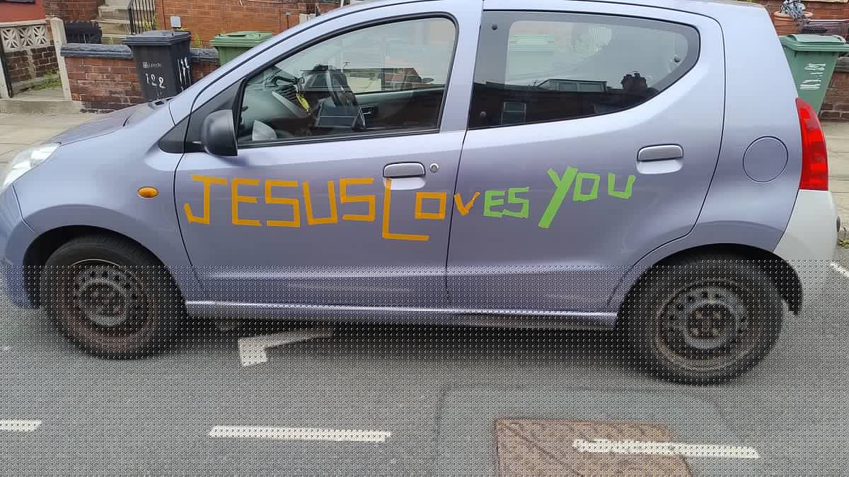 For heaven's sake! Christian driver is told car insurance will be voided unless he removes 'Jesus Loves You' stickers from his Nissan Pixo