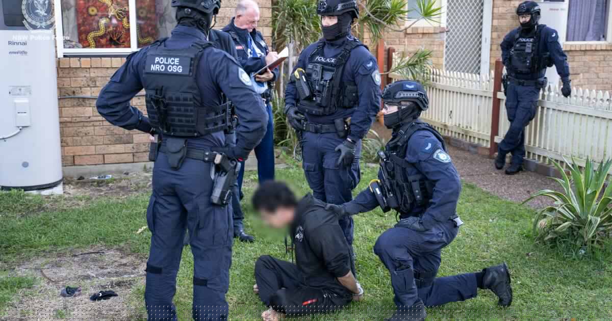 Tactical police and dog squad descend on home in dramatic murder arrest