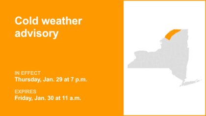 NY weather: Cold weather advisory in place for St. Lawrence and Franklin counties until Friday midday