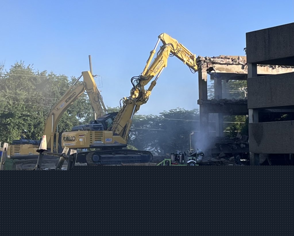 Crews demolishing Mon Valley Hospital’s parking garage