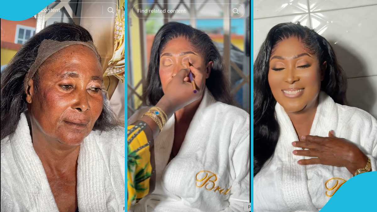 55-year-old Ghanaian woman marries for the first time, Ghanaians react to her viral makeup video on TikTok