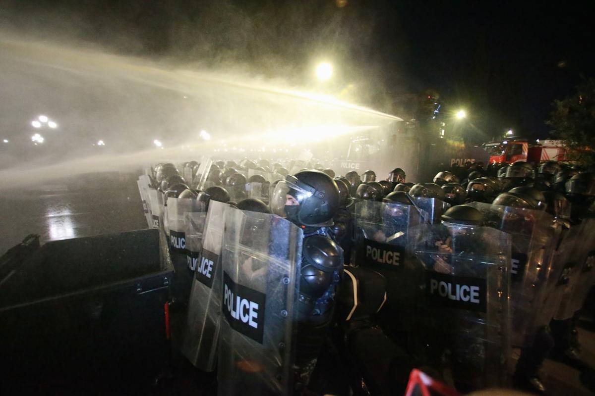 Georgia's police use water cannons to push back protesters trying to storm presidential palace