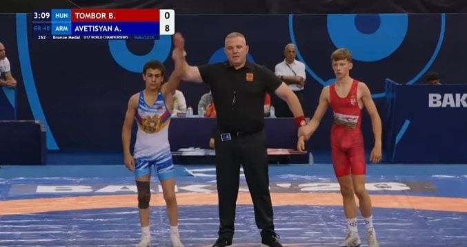 Championnats du monde U-17 : Ararat Avetisyan (Arménie) décroche le bronze à Bakou, la première médaille de l’Arménie