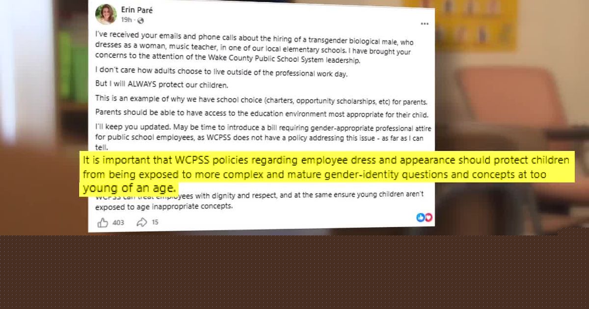 Wake lawmaker floats sex-based dress code for NC teachers. Opponents question legality