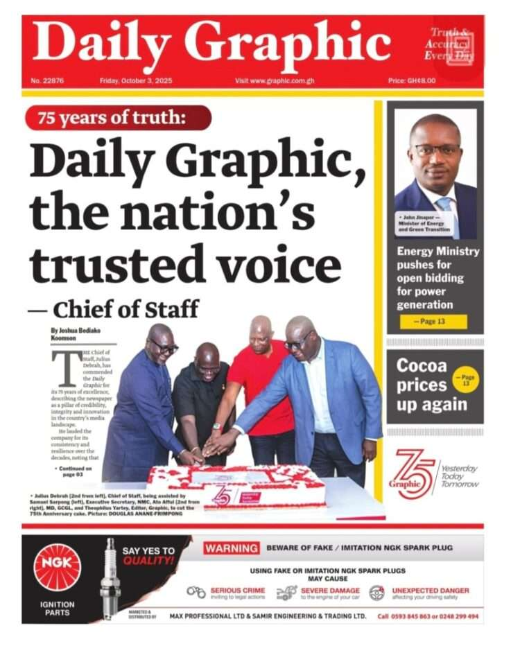 Today’s Front pages: Friday, October 3, 2025