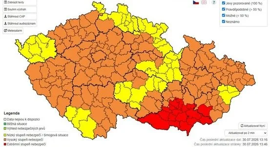 Dorazila vlna veder. Meteorologové vydali výstrahu i pro Plzeň
