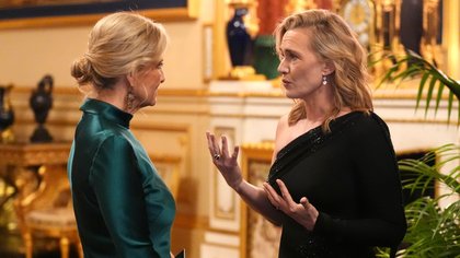 Duchess Sophie’s Slinky Satin Dress is Perfect “Harmony” For Green Carpet Movie Premiere