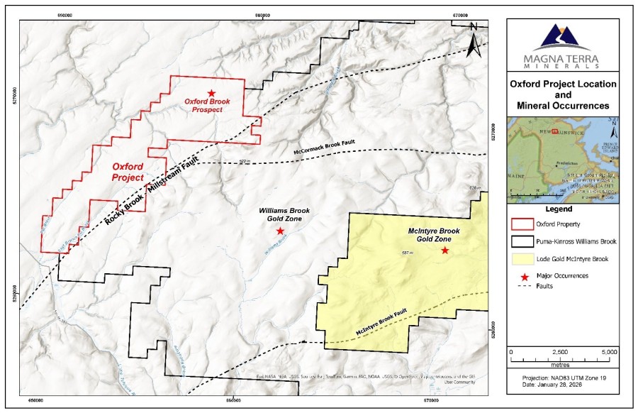 Magna Terra Minerals Expands Land Position in Northern New Brunswick; Acquires the Oxford Project